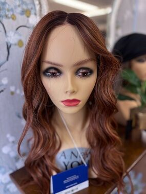 Red Wavy Lace Front Wig by Alexander Couture, Esme in color Autumn Sunrise